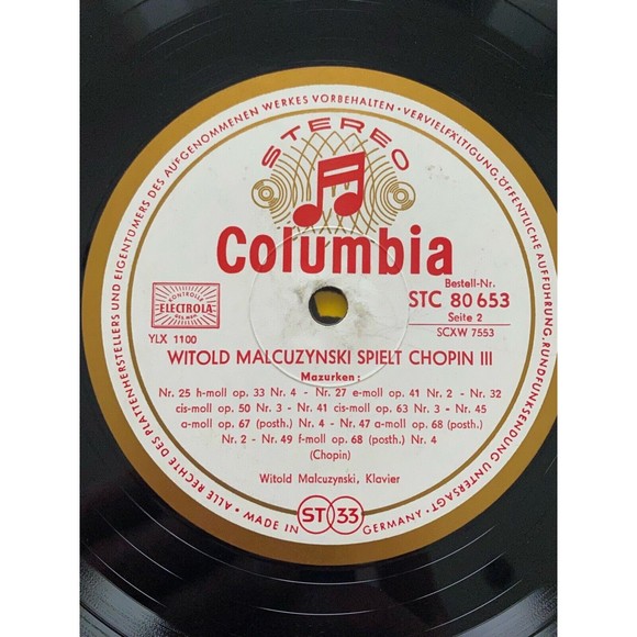 Witold Małcużyński Spielt Chopin III 15 Mazurken LP Columbią 80653 VG - Picture 7 of 7